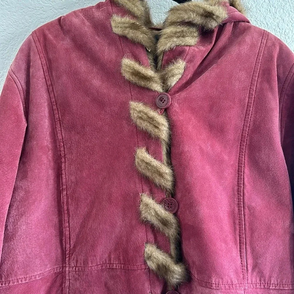 DENNIS BASSO Leather Faux Fur Coat - Picture 5 of 9